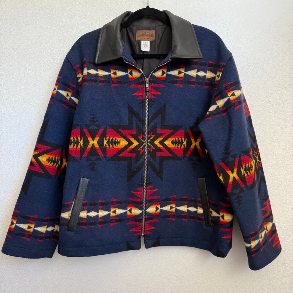VTG Pendleton Originals Southwestern Wool Zip Jacket in‎ Blue XL